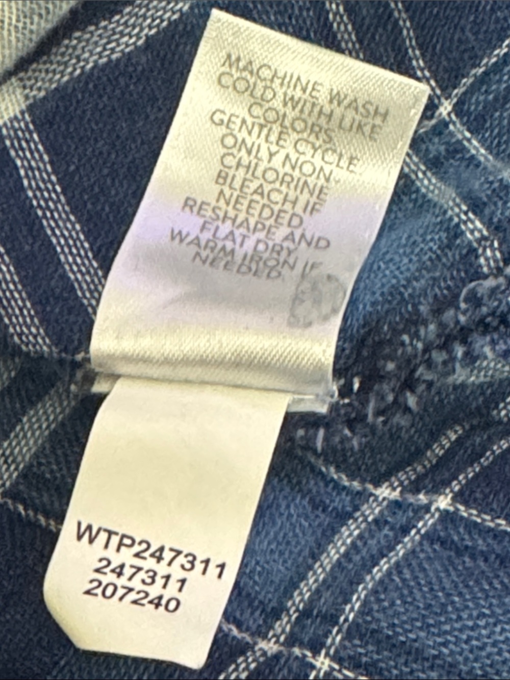 J JILL Ombré Plaid Button Down Shirt XL 25” p2p Blue EUC - Picture 9 of 10